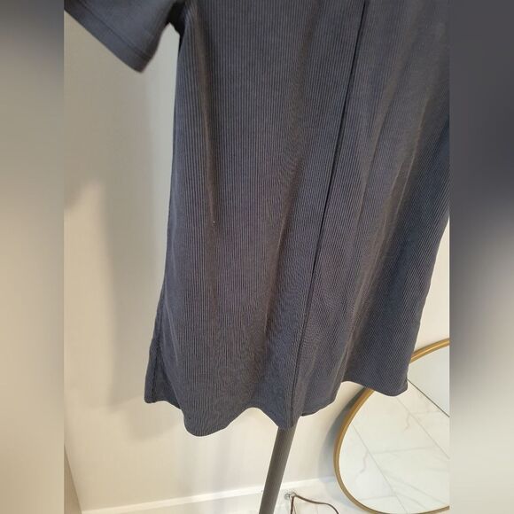 Lululemon Ribbed Softstreme Black Tshirt Dress W/Pocket Yoga Athletic Relaxed 0 - Picture 5 of 9